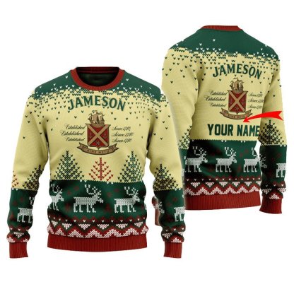 personalized jameson reindeer ugly christmas sweater 1 Personalized Jameson Reindeer Ugly Christmas Sweater - Image 1