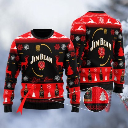 personalized jim beam black ugly christmas sweater 1 Personalized Jim Beam Black Ugly Christmas Sweater - Image 1