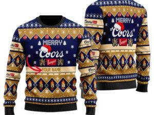 Personalized Merry Coors Banquet Ugly Christmas Sweater - Image 1