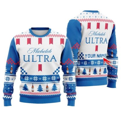 personalized michelob ultra christmas star ugly christmas sweater 1 Personalized Michelob Ultra Christmas Star Ugly Christmas Sweater - Image 1