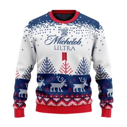 personalized michelob ultra reindeer ugly christmas sweater 2 Personalized Michelob Ultra Reindeer Ugly Christmas Sweater - Image 2
