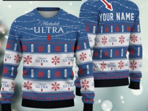 Personalized Michelob Ultra Twinkle Light For Christmas Gifts Ugly Christmas Sweater - Image 1