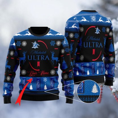 personalized michelob ultra ugly christmas sweater 1 Personalized Michelob Ultra Ugly Christmas Sweater - Image 1