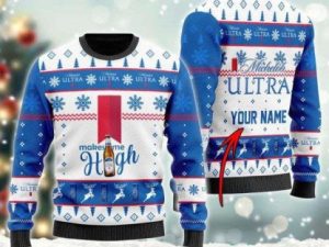 Personalized Michelob Ultra Ugly Christmas Sweater Holiday Gift - Image 1