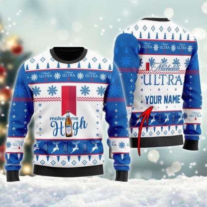 personalized michelob ultra ugly christmas sweater holiday gift 1 Personalized Michelob Ultra Ugly Christmas Sweater Holiday Gift - Image 1