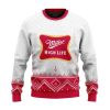 Personalized Miller High Life Winter Reindeer Ugly Christmas Sweater - Image 2