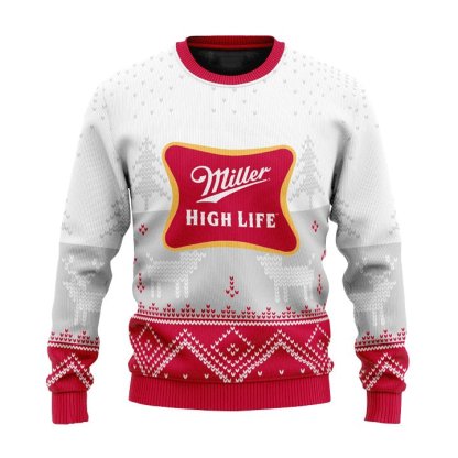 personalized miller high life winter reindeer ugly christmas sweater 2 Personalized Miller High Life Winter Reindeer Ugly Christmas Sweater - Image 2