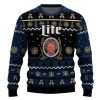 Personalized Miller Lite Pine Tree Snowing Ugly Christmas Sweater - Image 2