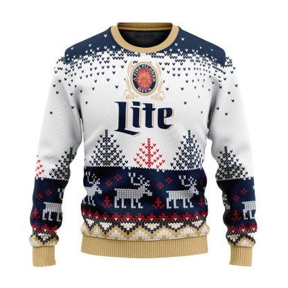 personalized miller lite reindeer ugly christmas sweater 2 Personalized Miller Lite Reindeer Ugly Christmas Sweater - Image 2