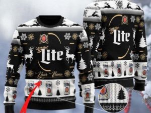 Personalized Miller Lite Ugly Christmas Sweater Holiday Gift - Image 1