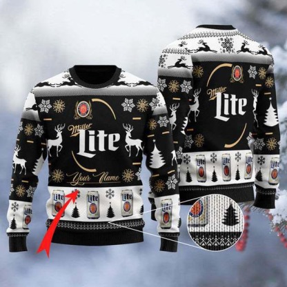 personalized miller lite ugly christmas sweater holiday gift 1 Personalized Miller Lite Ugly Christmas Sweater Holiday Gift - Image 1