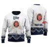 Personalized Miller Lite Winter Reindeer Ugly Christmas Sweater - Image 1