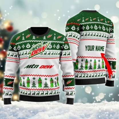 personalized mountain dew ugly christmas sweater 1 Personalized Mountain Dew Ugly Christmas Sweater - Image 1