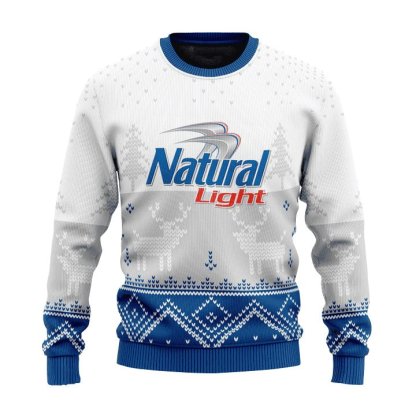 personalized natural light winter reindeer ugly christmas sweater 2 Personalized Natural Light Winter Reindeer Ugly Christmas Sweater - Image 2