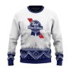 Personalized Pabst Blue Ribbon Winter Reindeer Ugly Christmas Sweater - Image 2