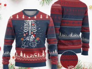 Personalized Pregnancy Announcement Ugly Christmas Sweater Skeleton Baby Monster - Image 1