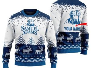 Personalized Samuel Adams Reindeer Ugly Christmas Sweater - Image 1