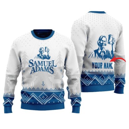 personalized samuel adams winter reindeer ugly christmas sweater 1 Personalized Samuel Adams Winter Reindeer Ugly Christmas Sweater - Image 1
