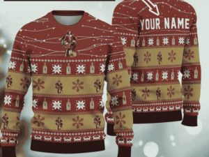 Personalized Spiced Rum Twinkle Light Ugly Christmas Sweater - Image 1