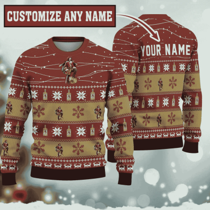 personalized spiced rum twinkle light ugly christmas sweater 1 Personalized Spiced Rum Twinkle Light Ugly Christmas Sweater - Image 1