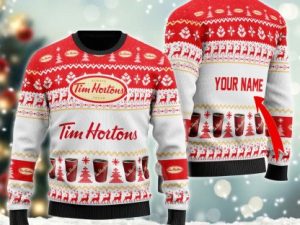 Personalized Tim Hortons Ugly Christmas Sweater - Image 1