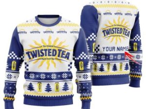 Personalized Twisted Tea Christmas Star Ugly Christmas Sweater - Image 1