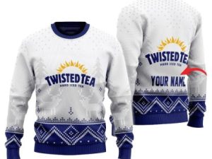 Personalized Twisted Tea Winter Reindeer Ugly Christmas Sweater - Image 1