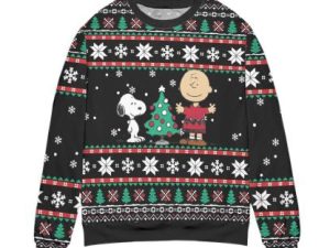 Pine Tree Snowflake Cute Doggy Ugly Christmas Sweater - Image 1