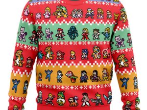 Pixel Smash Super Smash Bros Ugly Christmas Sweater - Image 1