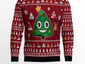 Poop Christmas Tree Emoji Funny Ugly Christmas Sweater - Image 1