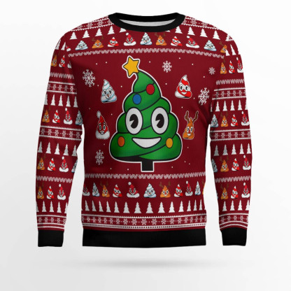 poop christmas tree emoji funny ugly christmas sweater 1 Poop Christmas Tree Emoji Funny Ugly Christmas Sweater - Image 1