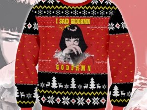 Pulp Fiction Ugly Christmas Sweater Holiday Gift - Image 1