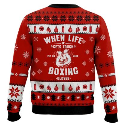 put on boxing gloves ugly christmas sweater 2 Put On Boxing Gloves Ugly Christmas Sweater - Image 2