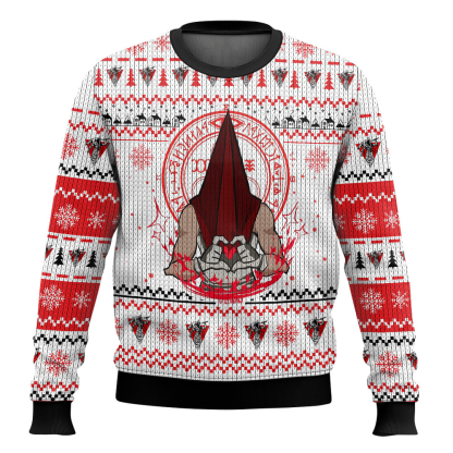 pyramid head ugly christmas sweater 1 Pyramid Head Ugly Christmas Sweater - Image 1