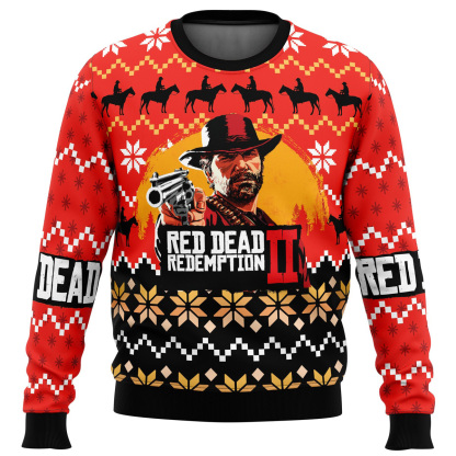 red dead redemption ugly christmas sweater 1 Red Dead Redemption Ugly Christmas Sweater - Image 1