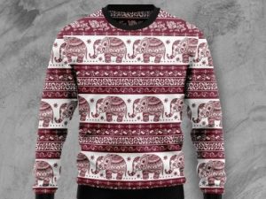 Red Elephant Mandala Ugly Christmas Sweater Christmas Sweater Ugly Christmas Sweater - Image 1