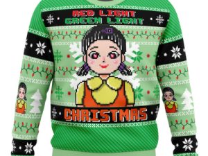 Red Green Light Squid Game Ugly Christmas Sweater - Image 1