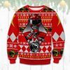 Red Power Rangers Ugly Christmas Sweater 3D - Image 1