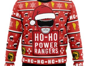 Red Ranger Ho Ho Power Rangers Ugly Christmas Sweater - Image 1