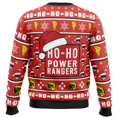 red ranger ho ho power rangers ugly christmas sweater 2 Red Ranger Ho Ho Power Rangers Ugly Christmas Sweater - Image 2