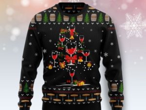 Red Wine Christmas Ugly Christmas Sweater Holiday Gift - Image 1