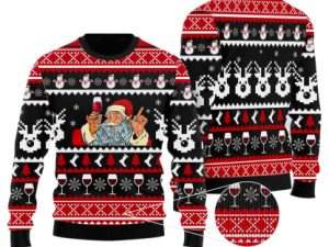 Red Wine Ugly Christmas Sweater Christmas Gift Sweater - Image 1