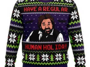 Regular Human Holiday What We Do In The Shadows Ugly Christmas Sweater - Image 1