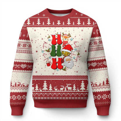 retro groovy christmas ho ho ho reindeer disco ball santa xmas ugly christmas sweater 1 Retro Groovy Christmas Ho Ho Ho Reindeer Disco Ball Santa Xmas Ugly Christmas Sweater - Image 1