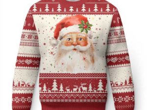 Retro Vintage Christmas Santa Claus Face Xmas Old Fashioned Ugly Christmas Sweater - Image 1