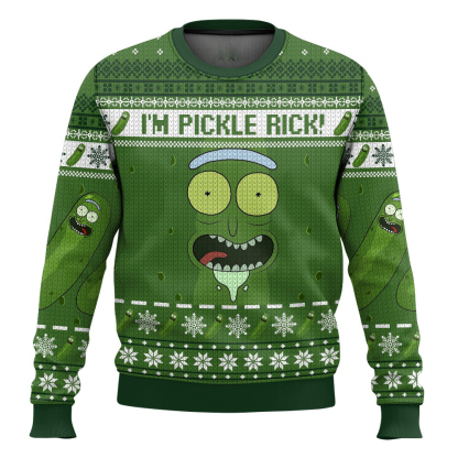 rick and morty im pickle rick ugly christmas sweater 1 Rick And Morty Im Pickle Rick Ugly Christmas Sweater - Image 1
