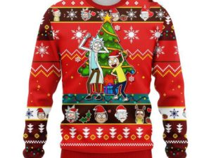 Rick And Morty Red Ugly Christmas Sweater - Image 1