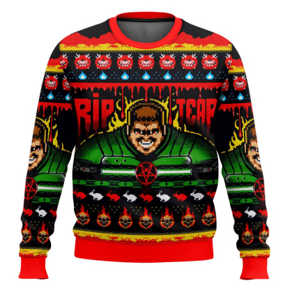 rip and tear doom ugly christmas sweater 1 Rip And Tear Doom Ugly Christmas Sweater - Image 1