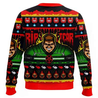 rip and tear doom ugly christmas sweater 2 Rip And Tear Doom Ugly Christmas Sweater - Image 2