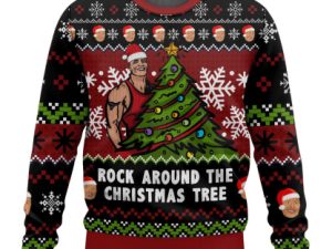 Rock Around The Christmas Tree The Rock Ugly Christmas Sweater - Image 1